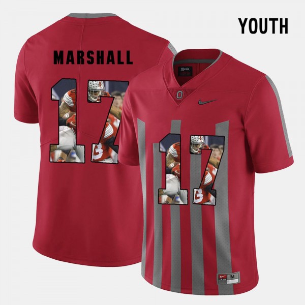 Ohio State Buckeyes Jalin Marshall Youth #17 Red Pictorial Fashion College Football Jersey 2404UFTH2